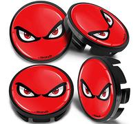 SkinoEu Lot de 4 Enjoliveur Cache Moyeux Capuchon de Centre de Roue 65 mm, Compatible avec VW Enjoliveurs 3B7 601 171 / 6U7 601 171 Noir Rouge Yeux CV 9