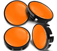 SkinoEu Lot de 4 Enjoliveur Cache Moyeux Capuchon de Centre de Roue 65 mm, Compatible avec VW Enjoliveurs 3B7 601 171 / 6U7 601 171 Noir Orange CV 68