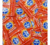 Skins Big Box - Lot de 100 préservatifs en vrac avec lubrification supplémentaire pour une sensation plus sûre et meilleure ; Préservatifs ultra fins de qualité supérieure pour un plaisir maximum