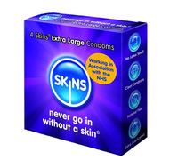 Skins Lot de 4 préservatifs extra larges et longs