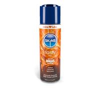 Skins Lubrifiant aromatisé au caramel salé 130 ml - Lubrifiant à base d'eau pour usage oral et intime - Gel lubrifiant sexuel comestible végétalien - Sans sucre, non collant, lubrifiant à lécher