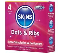 Skins - préservatif nervuré et à picots - 4 pièces