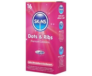 Skins - préservatif nervuré et à picots - boîte de 16