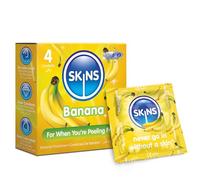 Skins Sexual Health Multipack de préservatifs à saveur de banane. Aucune odeur de latex et lubrification supplémentaire pour un maximum de confort, incolore-4 pièces (lot de 1)