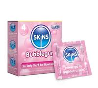 Skins Sexual Health Multipack de préservatifs aromatisés Bubblegum. Aucune odeur de latex et lubrification supplémentaire pour un maximum de confort, incolore-4 pièces (lot de 1)