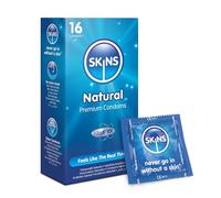 Skins Sexual Health Préservatifs en latex sans odeur, extra lubrifiés pour se sentir comme la vraie chose, naturel-16 pièces (lot de 1)