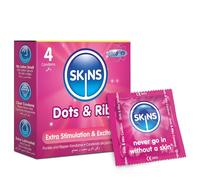 Skins Sexual Health préservatifs texturés de qualité supérieure, sans odeur de latex et lubrification supplémentaire, points et côtes - 4 unités (lot de 1)