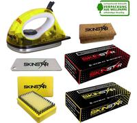 SKINSTAR Starter Kit de fartage pour skis, fer à farter, brosse, fart hydrocarboné 6 pièces
