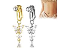 Skinyslim Lymphy Magnet-Therapy Mag Belly-Ring, Anneaux nombril drainage lymphatique brillants, Anneaux nombril amincissants magnétiques d'acupression non perçants, Anneaux nombril papillon