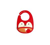 Skip Hop Bavoir Bébé & Enfant Rouge Renard- Sans BPA, Sans PVC et Sans Phtalates, Avec Sangle Réglable - Bavoir Récupérateur en Silicone Pliable Renard - Nettoyage Facile + Lave-Vaisselle