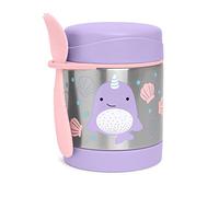 Skip Hop Boite Repas Isotherme pour Enfant Narval 325 ml - Acier Inoxidable, Sans BPA & Sans Phtalate - Avec Cuillère-Fourchette en Silicone - Récipient à Repas pour 3 ans et plus - Zoo Collection