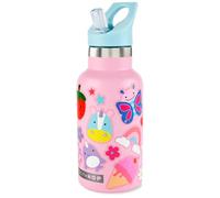 Skip Hop Bouteille de cantine en acier inoxydable pour enfants avec autocollants, paille, 364,3 g, rose
