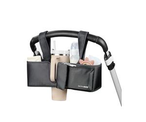 Skip Hop Organiseur de poussette ultime ajustement universel avec sangles réglables, rabats magnétiques et design convertible adapté pour 1,25 dl. Tumblers, noir