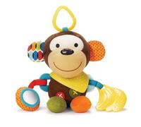 Skip Hop Peluche Singe d'Activités avec Anneau de Dentition + Hochet Bébé - Jouet d'Éveil - Naissance Bébé Interactif - Stimule Dentition & Motricité - Facile à Tenir en Main
