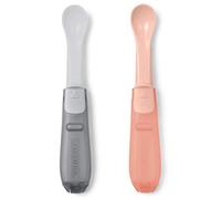 Skip Hop - S252809 - Lot de 2 cuillères de voyage faciles à plier - Gris et corail doux