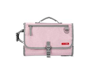 Skip Hop Sac à Langer Bébé - Sac avec Matelas à Langer Bébé Extra-large - Attache Poussette - Sac Rose Multi Poches Pratique Facile à Déplier avec Étui à Lingettes pour Bébé