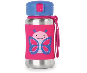 Skip Hop Zoo Straw Bottle gourde en inox avec paille Butterfly 12 m+ 1 pcs