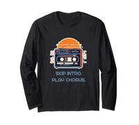 Skip Intro Play Chorus Funny Pop Music Lover Cassette rétro Manche Longue