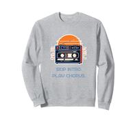 Skip Intro Play Chorus Funny Pop Music Lover Cassette rétro Sweatshirt
