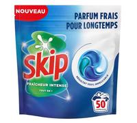 Skip Lessive Caps Tout en 1 Fraîcheur Intense - Élimine les Taches Tenaces Dès le 1er Lavage Même En Cycle Court et à Froid - Capsules Lessive Efficaces - Gamme 50 Lavages