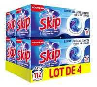 Skip Lessive Capsules Ultimate 4en1 Repassage Facile - Avec Technologie Easy Gliss Pour une Glisse Optimale - Dissolution Parfaite à Froid - Capsules Lessive Haute Performance - 112 Lavages (4x28)