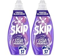 Skip - Lessive Liquide - Cycle Court Cristal Blancheur - Ravive le blanc et combat le jaunissement - Résultat optimal en cycle court - 37 Lavages (Lot de 2)