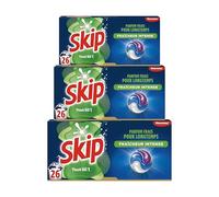 Skip Lessive liquide en capsules Fraîcheur intense 3 en 1 - 78 lavages - résultat impeccable et efficace dès 30° - sans emballage plastique (lot de 3x26)
