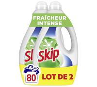 Skip - Lessive Liquide Fraicheur Intense - Action Détachante Efficace - 100% impeccable, éclatant et délicatement parfumé - 2x40 Lavages