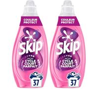 Skip Lessive liquide Mon Cycle Court Parfait Couleur Protect - 37 lavages - 1ère lessive conçue pour cycle court, efficace dès 15 minutes (Lot de 2)