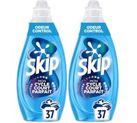 Skip Lessive liquide Mon Cycle Court Parfait Odeur Control - 37 lavages - 1ère lessive conçue pour cycle court, efficace dès 15 minutes (Lot de 2)