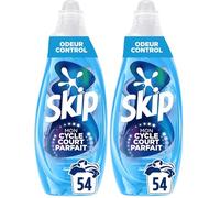 Skip Lessive liquide Mon Cycle Court Parfait Odeur Control - 54 lavages - 1ère lessive conçue pour cycle court, efficace dès 15 minutes (Lot de 2)