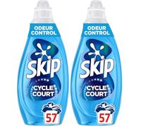 Skip - Lessive Liquide Mon Cycle Court Parfait Odeur Control - Lessive Cycle Courts Efficace Dès 15 Minutes - Technologie Pro-S™ - Dissolution 2 x Plus Rapide - 5 Agents Anti-Odeur - Gamme 57 Lavages
