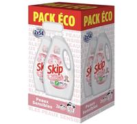 Skip - Lessive Liquide Peaux Sensibles - Contre les taches tenaces - Parfum léger et agréable - Testée dermatologiquement - 2x54 Lavages