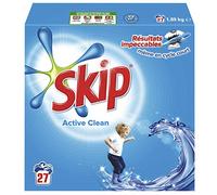 Skip Lessive Poudre Active Clean x27, Résultats Impeccables, Agents de Blanchiments, 27 Doses