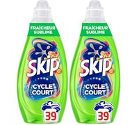 Skip Mon Cycle Court Parfait Intensité Fraîcheur Sublime Touche de Cajoline - Lessive Liquide Skip Cycle Court avec technologie Pro-STM™ - Double Action Parfumée - Touche de Cajoline - Intensité Max