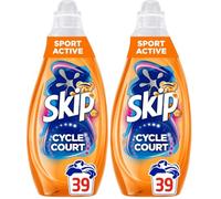 Skip Mon Cycle Court Parfait Intensité Max Sport Active Touche de Cajoline - Lessive Liquide Skip Cycle Court avec Technologie Contre les Odeurs de Transpiration - Touche de Cajoline - Intensité Max