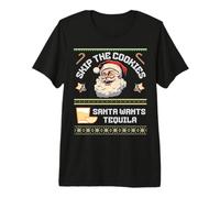 Skip The Cookies Santa Wants Tequila Pull Moche drôle T-Shirt Haut de Gamme