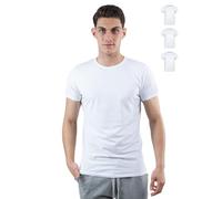 SKIPPER Lot de 3 Stretch T Shirt Homme Col Rond I Maillot de Corps Blanc I Tricot de Corps 95% Coton 5% Élasthanne I sous Chemise Manches Courtes I Label Oeko-TEX® I L