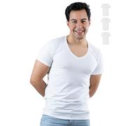 SKIPPER Lot de 3 Stretch T Shirt Homme Col V Profond I Maillot de Corps Blanc I Tricot de Corps 95% Coton 5% Élasthanne I sous Chemise Manches Courtes I Label Oeko-TEX® I 3XL