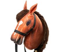 SKIPPI Hobby Horse Ambre, Tête de Cheval à Chevaucher A3, Licol et Rênes Inclus, Hobby Horse Realiste, Cheval Baton a Chevaucher