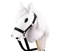 SKIPPI Hobby Horse Blanc, Tête de Cheval à Chevaucher A3, Licol et Rênes Inclus, Hobby Horse Realiste, Lipizzan, Cheval Baton a Chevaucher