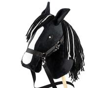 SKIPPI Hobby Horse Noir, Licol et Rênes Inclus, Grand Cheval Bâton A3