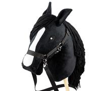 SKIPPI Hobby Horse Noir, Licol et Rênes Inclus, Grand Cheval Bâton A3