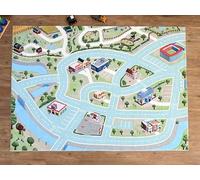 SkippiDoo Tapis de Jeu 3D Fluffy Town (200 x 140 cm) - Tapis pour Enfants, Poils douillets, Dos antidérapant, Compatible Voitures & Figurines, sans répétition