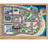 SkippiDoo Tapis de Jeu 3D « Miami » pour Enfants - Grand Tapis de Route avec Circuits & Grands Parkings (200 x 140 cm) - Antidérapant, sans répétition, Inodore - pour Voitures & Jouets