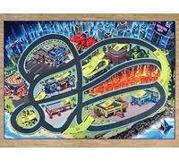 SkippiDoo Tapis de Jeu 3D pour Enfants - Grand Tapis « Monster City XL » avec Circuits et Zones Monstres (200 x 140 cm) - Tapis pour Jeunes Enfants, Voitures et Jouets