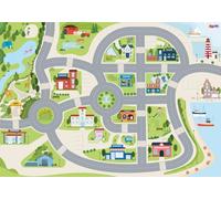 SkippiDoo Tapis de Route Cute City - Tapis pour Enfant avec Dos antidérapant, Tapis de Jeu aux Couleurs Vives pour Chambre d’Enfant, Idée Cadeau pour Garçons et Filles (200 x 140 cm)