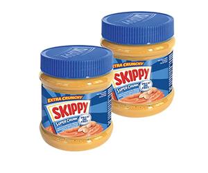 SKIPPY 2 x 340 g de beurre de cacahuète « Super Chunk » | Beurre de cacahuète sans huile de palme | avec morceaux d'arachide | 91 % d'arachides | Beurre de cacahuète crunchy | Beurre d'arachide