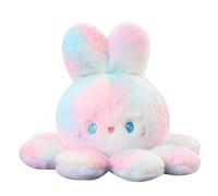 SKIPTHYBER Doudou pieuvre - En peluche - Motif pieuvre - Arc-en-ciel - Rose - Cadeau d'anniversaire pour enfants