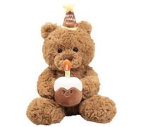 SKIPTHYBER Teddy Bear Peluche,Peluche de Dessin Animé avec Gâteau et Chapeau Jouet Décoration Coussin, Soft Cuddly Cadeau d'anniversaire,pour Enfant Anniversaire Saint Valentin Decoration